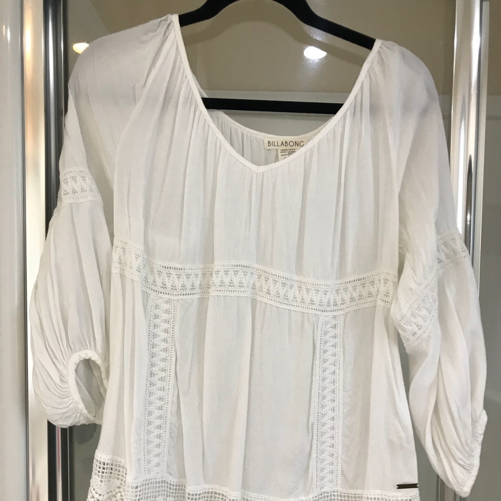 Billabong white flowy laced blouse